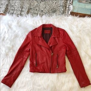 Lara size S cropped red leather jacket
